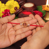 Brown Designer Ganesha Silver Beads Rakhi